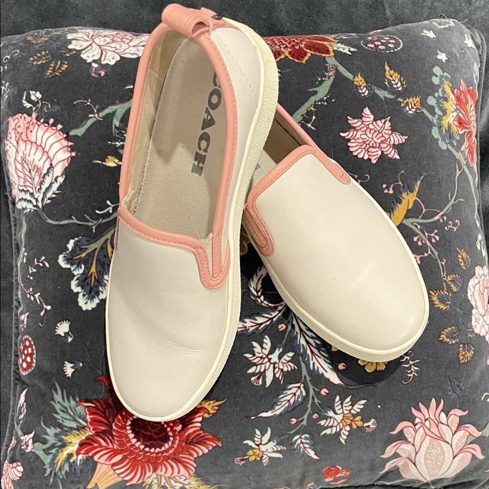 Coach Women's Slip-On Sneakers in Cream and Pink